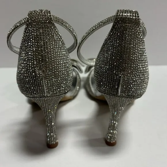 Steve Madden Women’s Realm Silver Heeled Sandals, Size 8.5 M