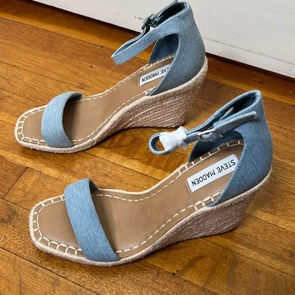 STEVE MADDEN Women's Submit Espadrille Wedge Sandals Nwot Size 9