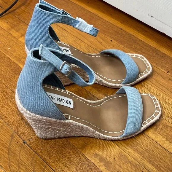 STEVE MADDEN Women's Submit Espadrille Wedge Sandals Nwot Size 9