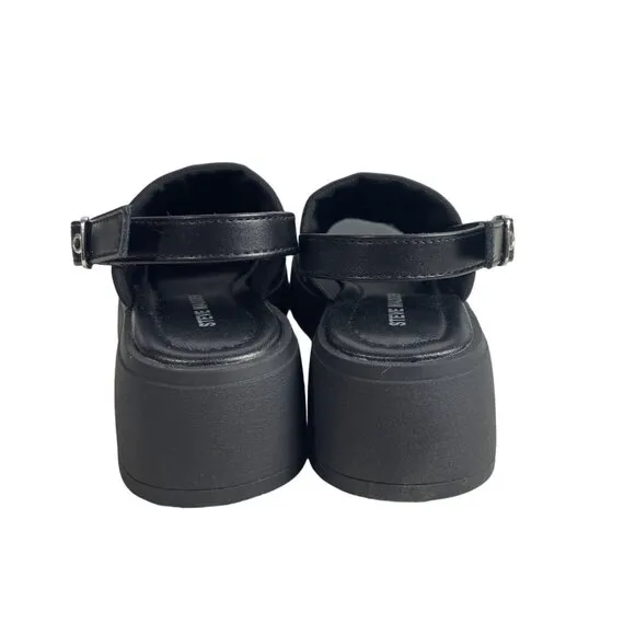 Steve Madden Youth Girl's Black Back Strap Js Linky Sandals Sz 1M - NWB