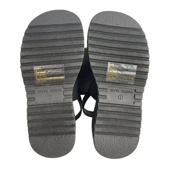 Steve Madden Youth Girl's Black Back Strap Js Linky Sandals Sz 1M - NWB