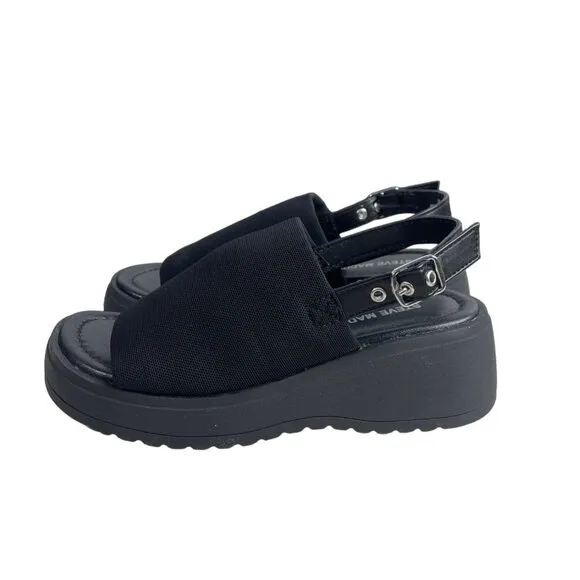 Steve Madden Youth Girl's Black Back Strap Js Linky Sandals Sz 1M - NWB