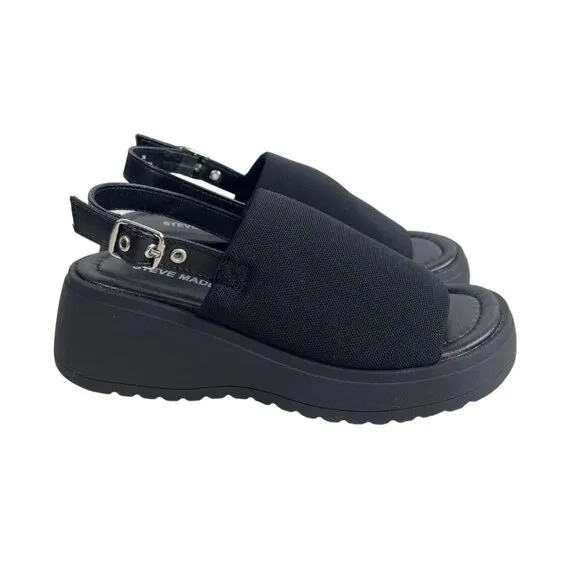 Steve Madden Youth Girl's Black Back Strap Js Linky Sandals Sz 1M - NWB