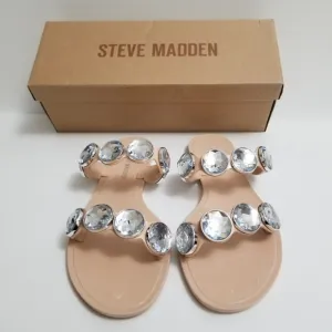 🆕️Steve Madden Zabel Nude Rhinestone Flat Sandals