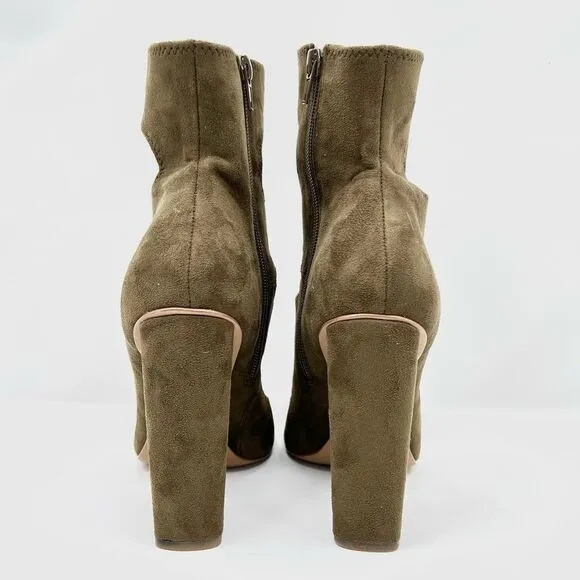 Steve Madden Tawnie Olive Microfiber Suede Cut Out Caged High Heel Sandals 7.5