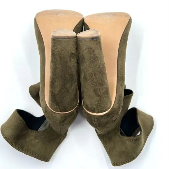 Steve Madden Tawnie Olive Microfiber Suede Cut Out Caged High Heel Sandals 7.5