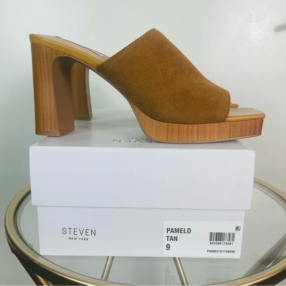 Steven New York Pamela High Heel Sandals 9 Sz Tan Color Weekend Vacation NWT