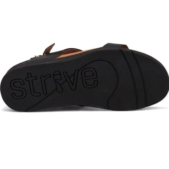 Strive Sandal Womens‎ 9.5-10 Black Leather Arch Support New