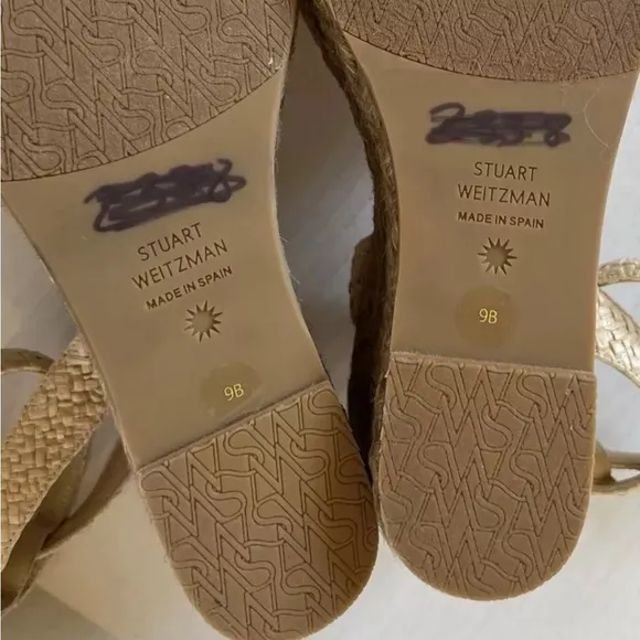 Stuart Weitzman 9B Playa Knot Espadrille Wedge Sandals Natural Spain/see Details