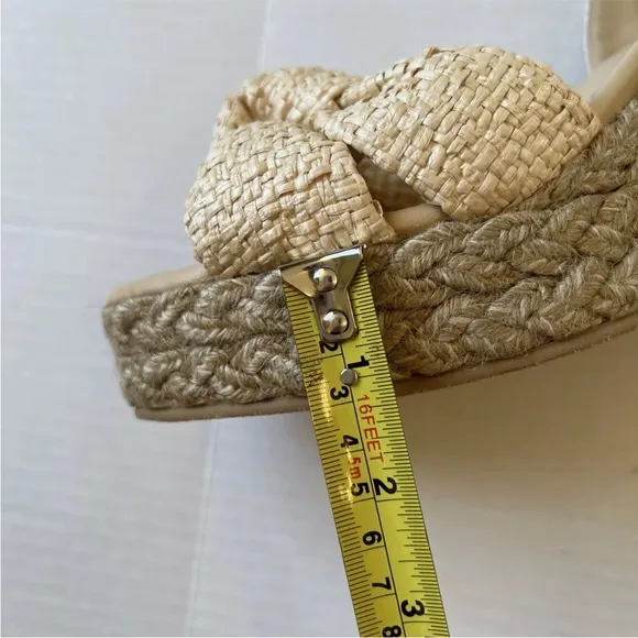 Stuart Weitzman 9B Playa Knot Espadrille Wedge Sandals Natural Spain/see Details