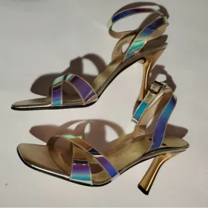 STUART WEITZMAN Amazing Vintage Holographic Sandals Heels