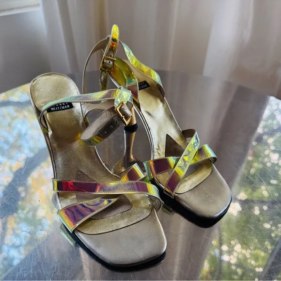 STUART WEITZMAN Amazing Vintage Holographic Sandals Heels