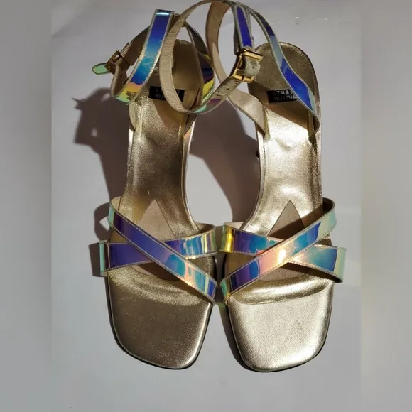 STUART WEITZMAN Amazing Vintage Holographic Sandals Heels