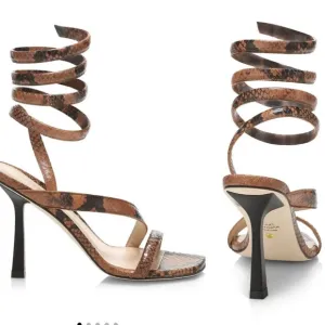 STUART WEITZMAN Beatrix 100 wrap high heel sandal luxury brown snakeskin sz8