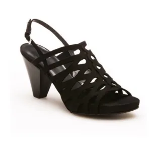 Stuart Weitzman Black Nubuck Rollover Sandals 8.5M