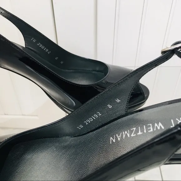 Stuart Weitzman Black Patent Leather Sandals