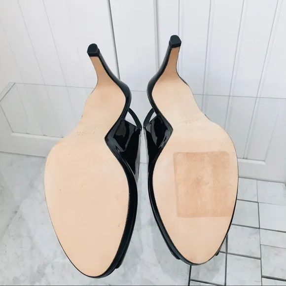 Stuart Weitzman Black Patent Leather Sandals