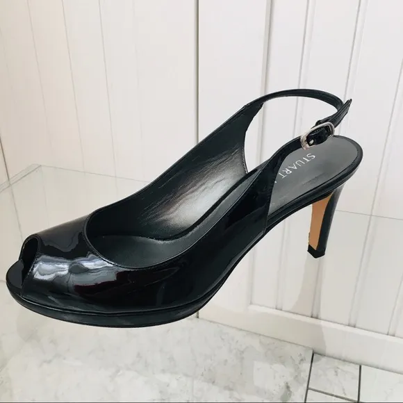 Stuart Weitzman Black Patent Leather Sandals