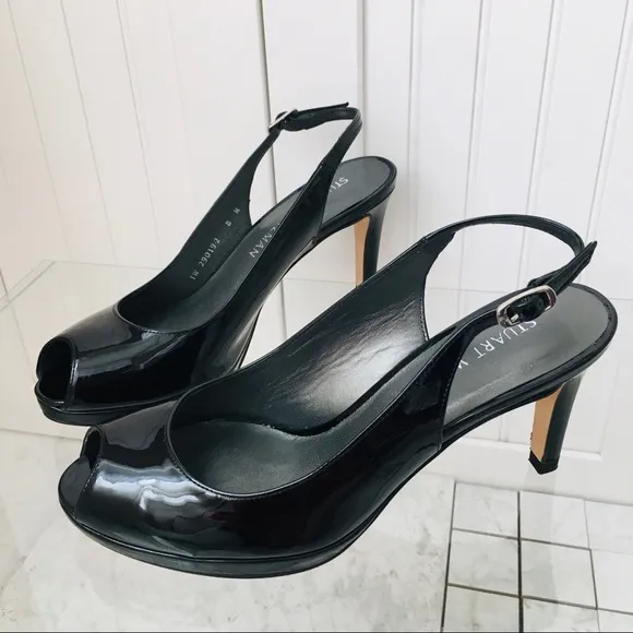 Stuart Weitzman Black Patent Leather Sandals