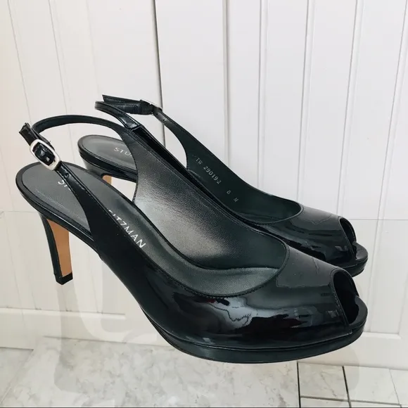 Stuart Weitzman Black Patent Leather Sandals