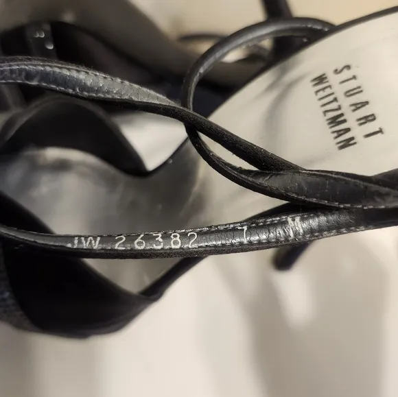 Stuart Weitzman Black Peau de Soie w/Crystal Trim Platform Sandals Sz.7 Ret $500