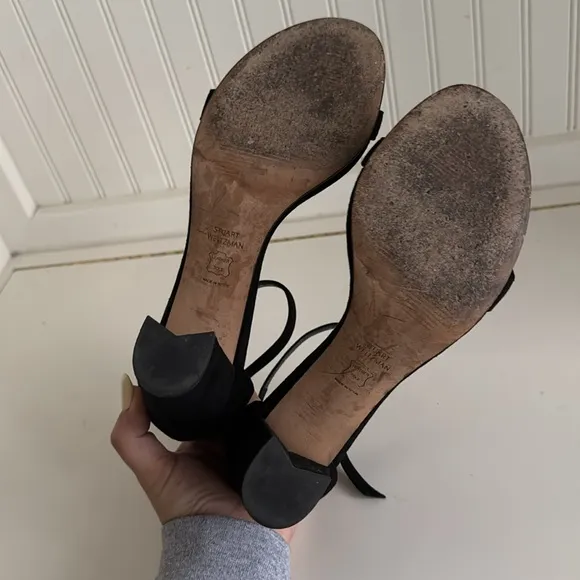 Stuart Weitzman Black Simple Sandals