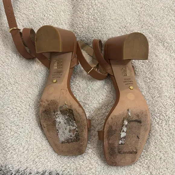 STUART WEITZMAN brown sandals heels size 9B nearly bare