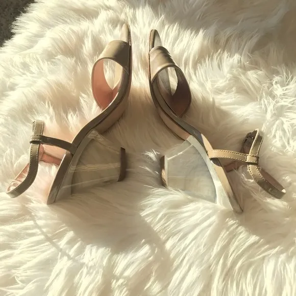 STUART Weitzman Cream Nude and Lucite Sandals