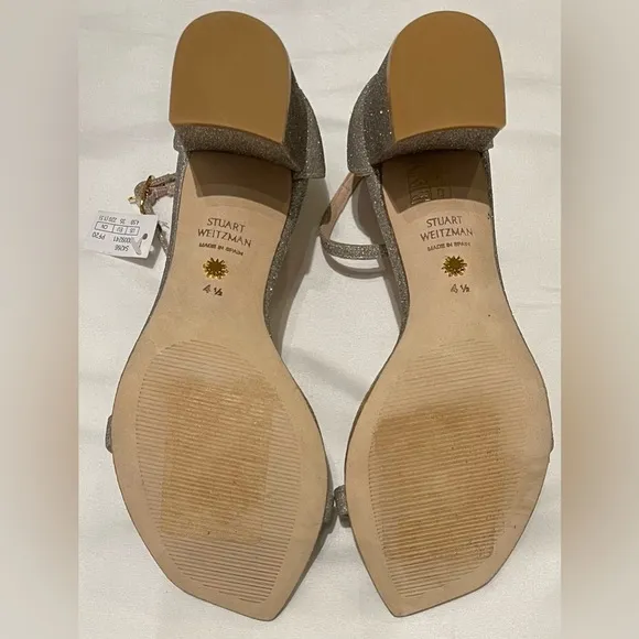 Stuart Weitzman - Embellished Glitter Block-Heel Sandals Women Size 4.5