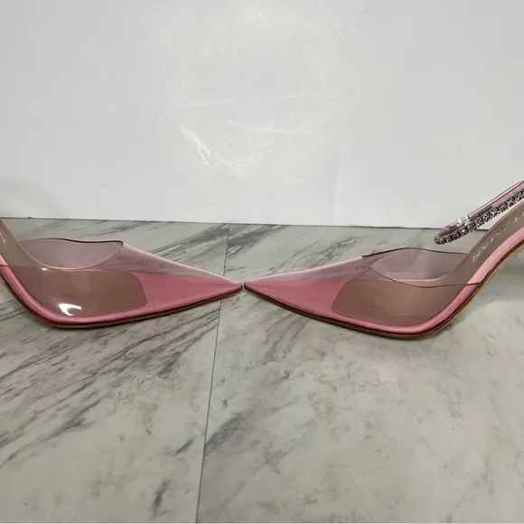 Stuart Weitzman Glam 100mm Pointy Toe Pink Heeled Sandal 8