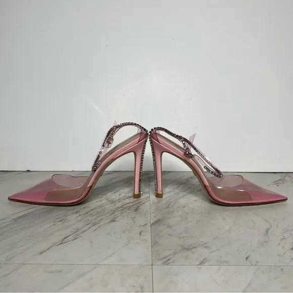 Stuart Weitzman Glam 100mm Pointy Toe Pink Heeled Sandal 8