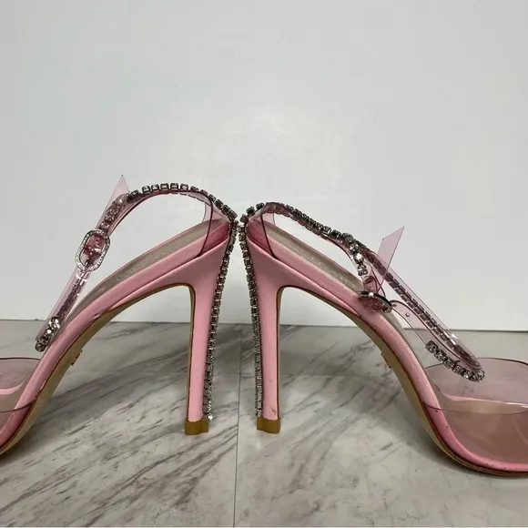 Stuart Weitzman Glam 100mm Pointy Toe Pink Heeled Sandal 8
