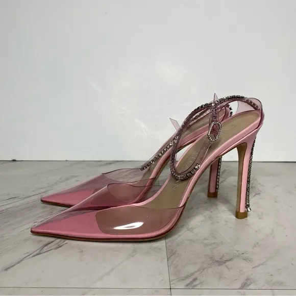 Stuart Weitzman Glam 100mm Pointy Toe Pink Heeled Sandal 8