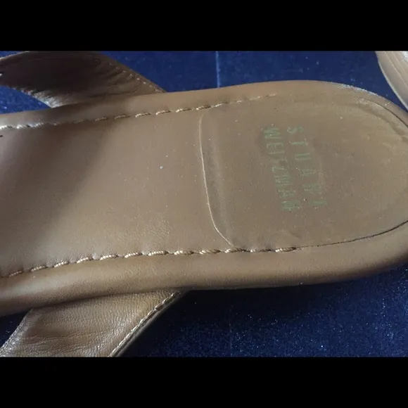 STUART WEITZMAN GOLD STUD TAN Sandals LEATHER GORG