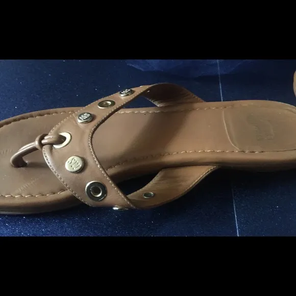 STUART WEITZMAN GOLD STUD TAN Sandals LEATHER GORG
