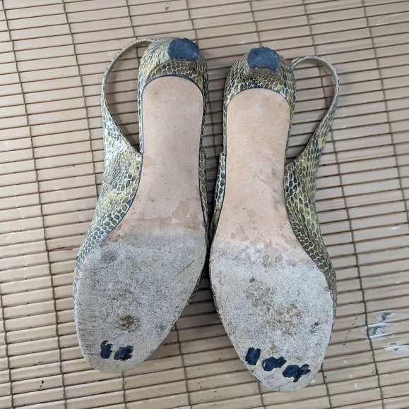 Stuart Weitzman gold/grey women's sz 10M slingback platform open toe sandals. Sn