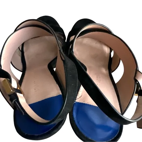 Stuart Weitzman Hester Platform Sandals Black Suede Slingback Heels Women’s