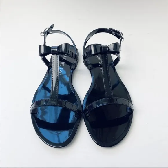 Stuart Weitzman jelly bow T-strap sandals
