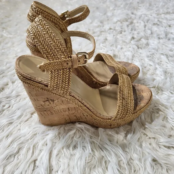 Stuart Weitzman Jezebel Size 8 Cork Wedge Sandals