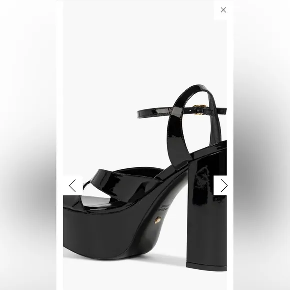 Stuart Weitzman Miami black patent leather platform sandals. 8.5.  new in box.