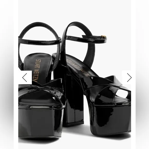 Stuart Weitzman Miami black patent leather platform sandals. 8.5.  new in box.