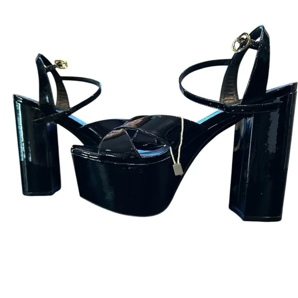 Stuart Weitzman Miami black patent leather platform sandals. 8.5.  new in box.