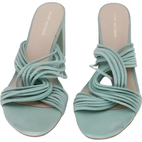 STUART WEITZMAN Mint Twist Block Slide Sandal Women 8.5 Fast Shipping