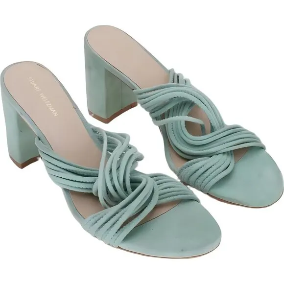 STUART WEITZMAN Mint Twist Block Slide Sandal Women 8.5 Fast Shipping