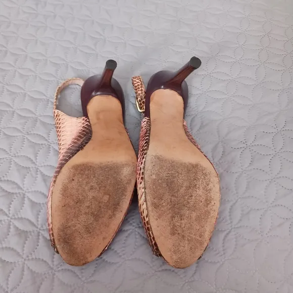 Stuart Weitzman multi color embossed leather heels sandals