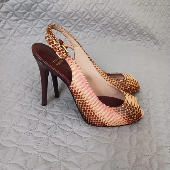 Stuart Weitzman multi color embossed leather heels sandals