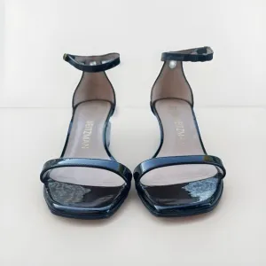 STUART WEITZMAN Nudist Curve Wedge Heel Patent Leather D'Orsay Sandals Size 8.5