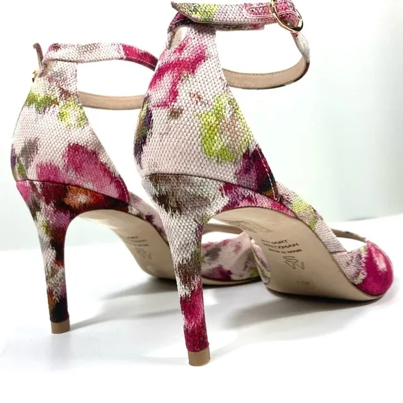 Stuart Weitzman Nudista 75 Heels Sandals Pink Multi Floral 7.5 8 9.5 NEW