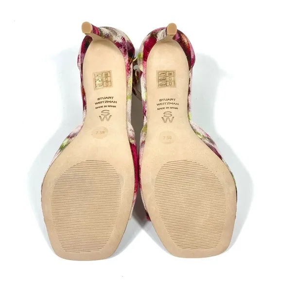Stuart Weitzman Nudista 75 Heels Sandals Pink Multi Floral 7.5 8 9.5 NEW