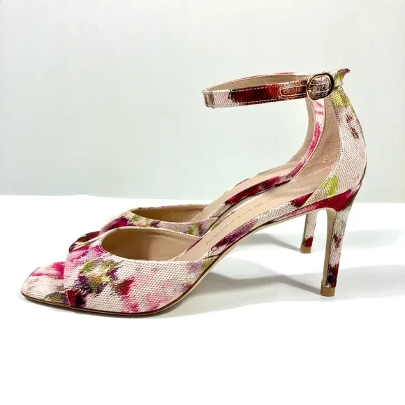 Stuart Weitzman Nudista 75 Heels Sandals Pink Multi Floral 7.5 8 9.5 NEW